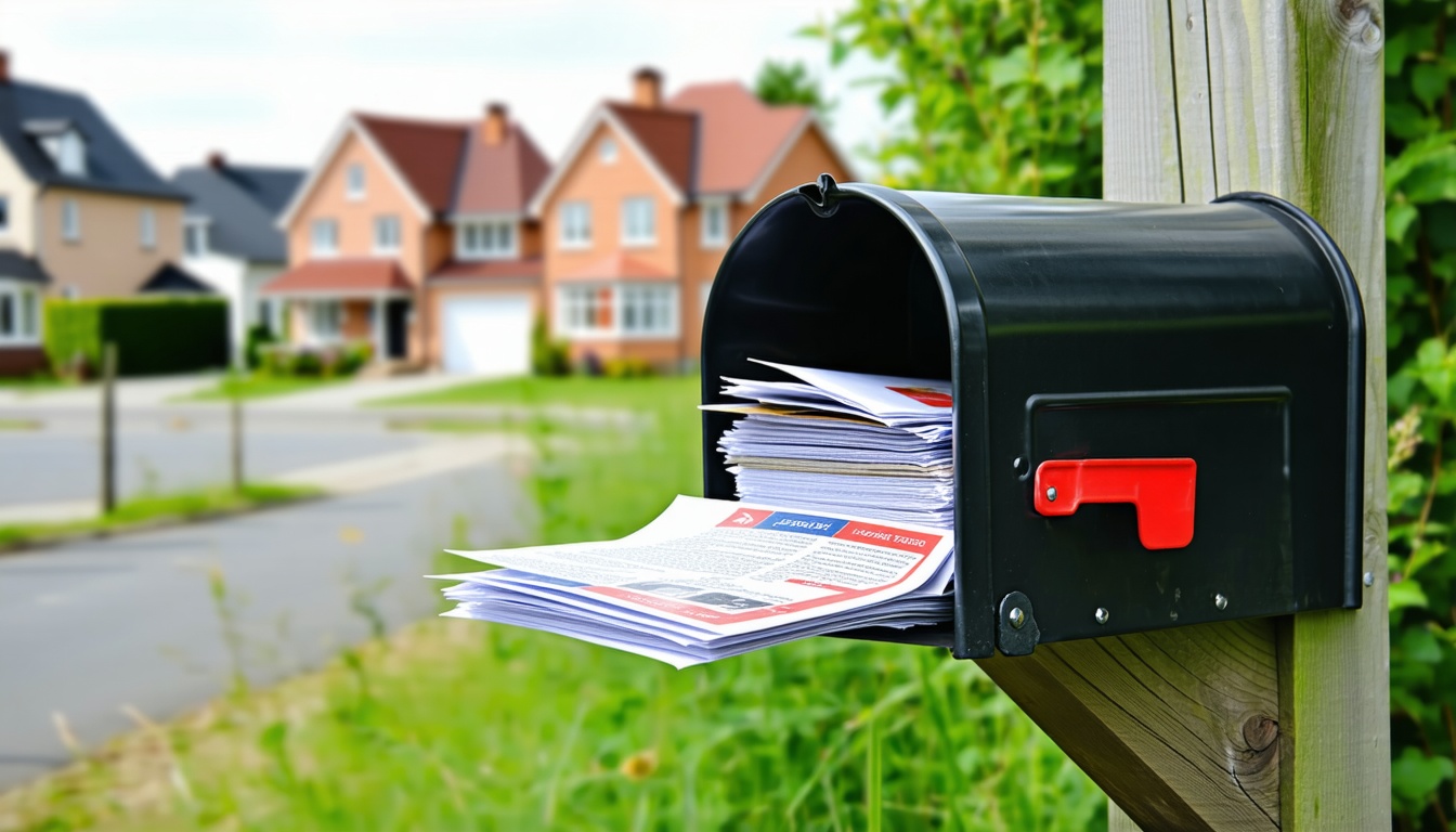 Mailbox filled with flyers in Houston neighbourhood - Houston printing quality - Catdi